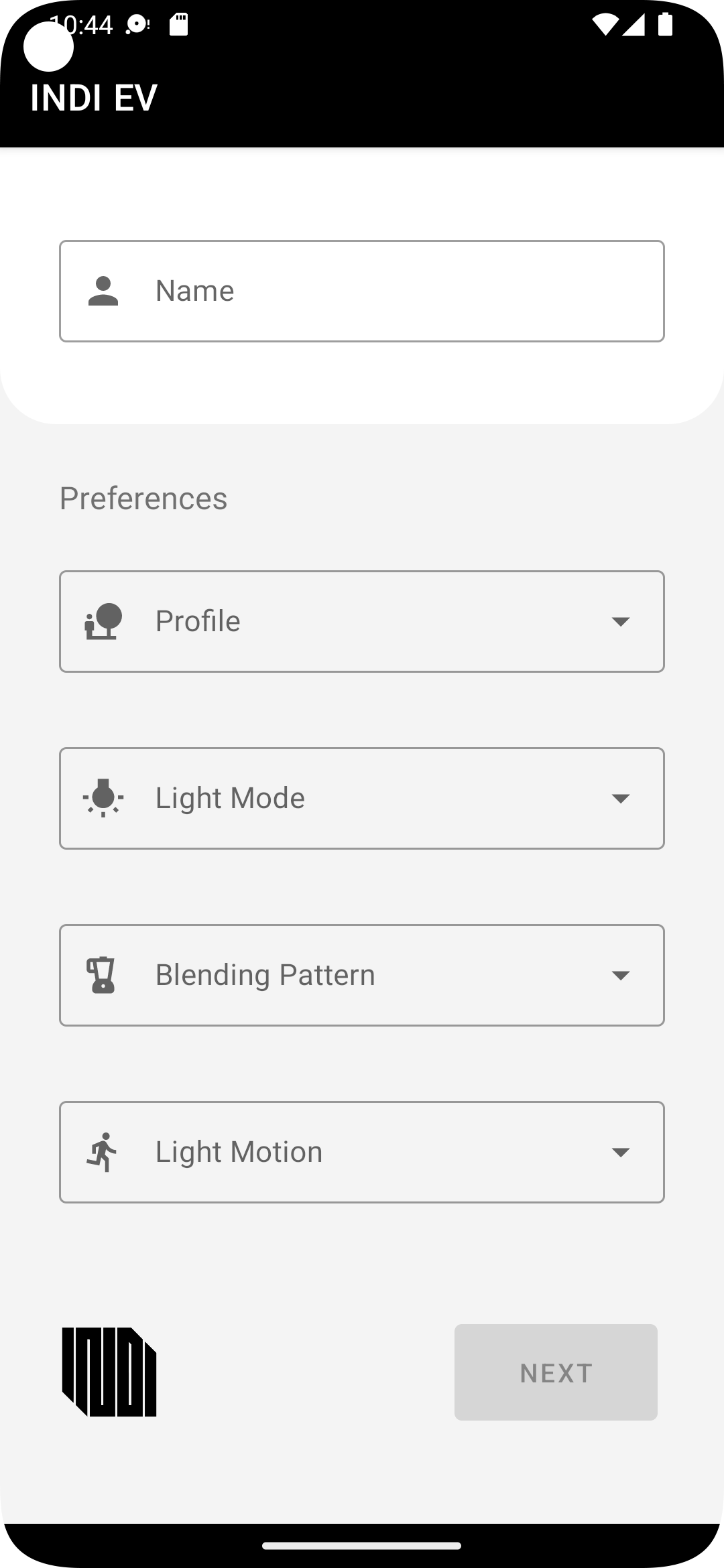 User Preferences Screen